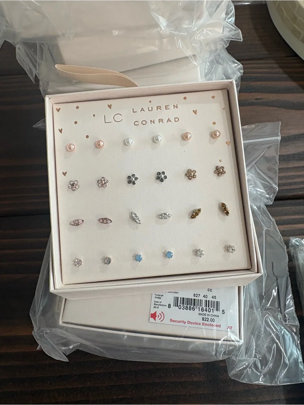 LC Lauren Conrad Pink, Gold, Silver & Pearl Stud Earring Set